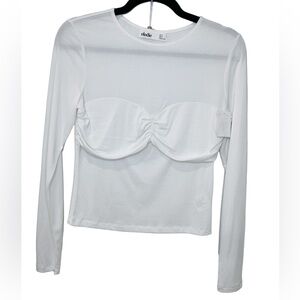 Elodie • Women’s White Ruched Front Long Sleeve Top XS NWT